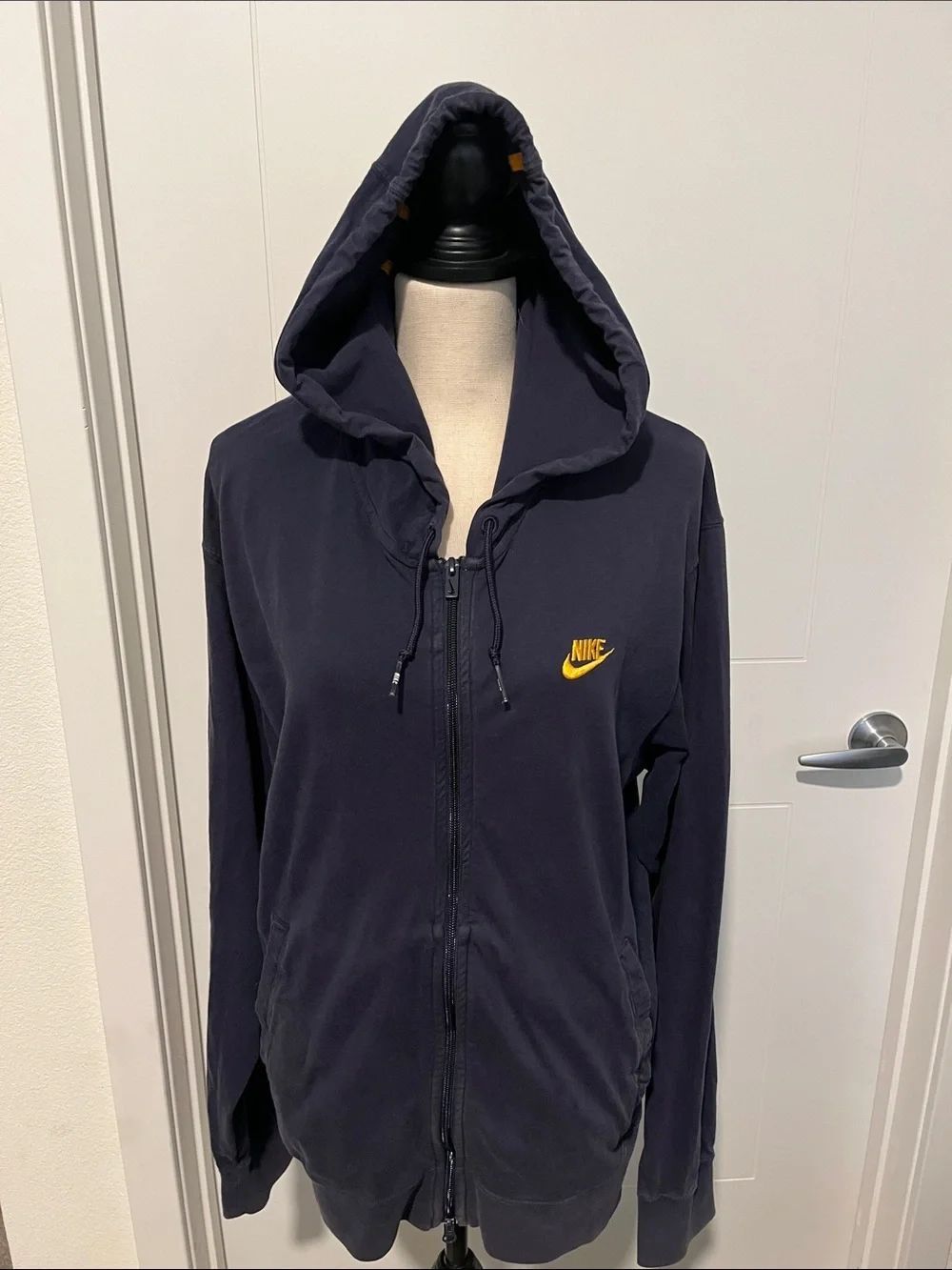 Y2K Nike Blue Hooded Swish Logo Zipper Closure Sweatshirt Gorpcore 2000’s